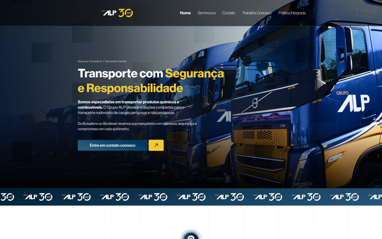 Topo do site do Grupo ALP