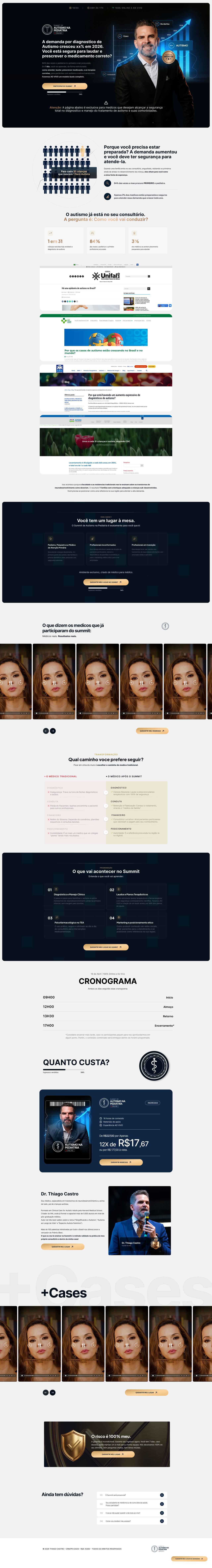 Landing page completa do Summit Autismo na Pediatria