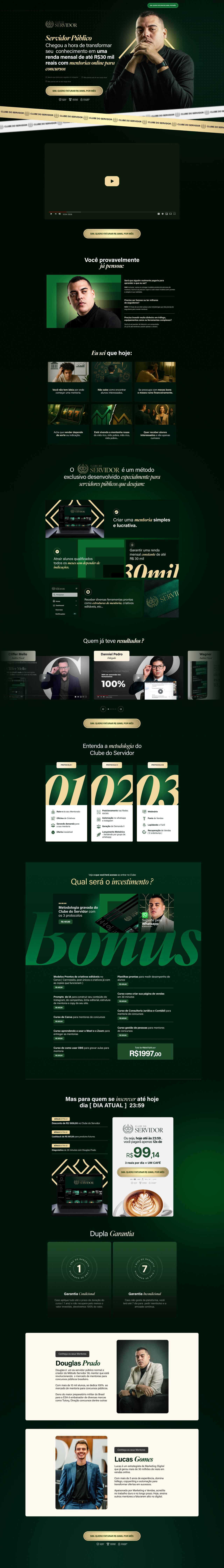 Landing page completa do Clube do Servidor