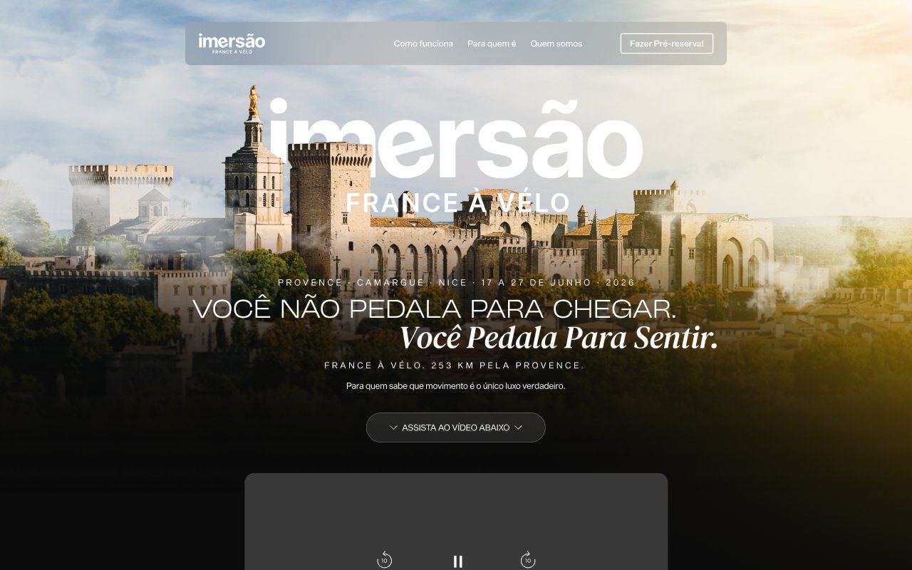 Topo da landing page da Imersão France à Vélo