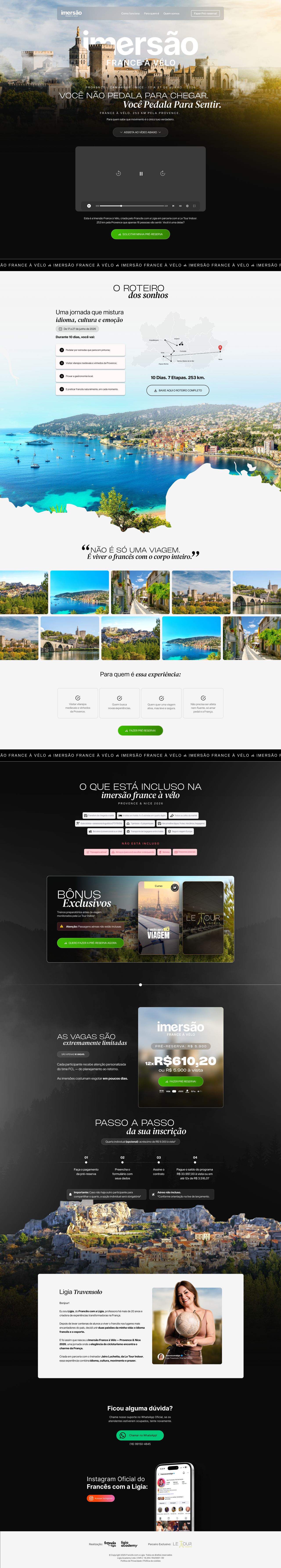Landing page completa da Imersão France à Vélo