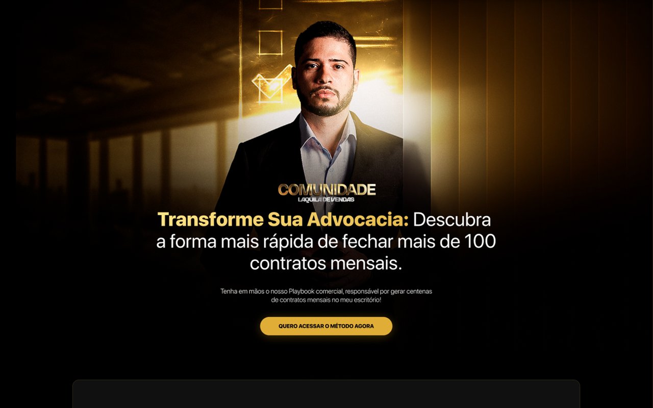 Topo da landing page da Comunidade Laquila de Vendas