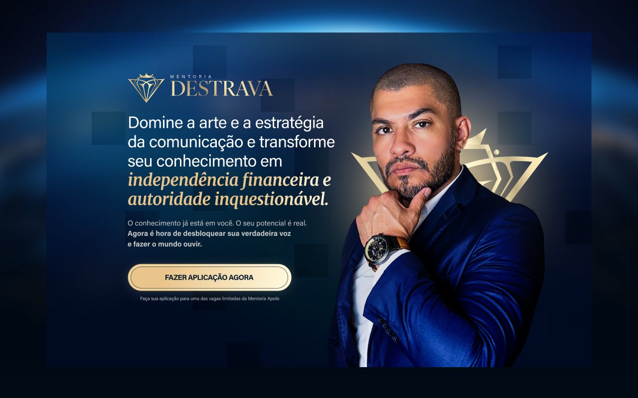 Topo da landing page da Mentoria Destrava