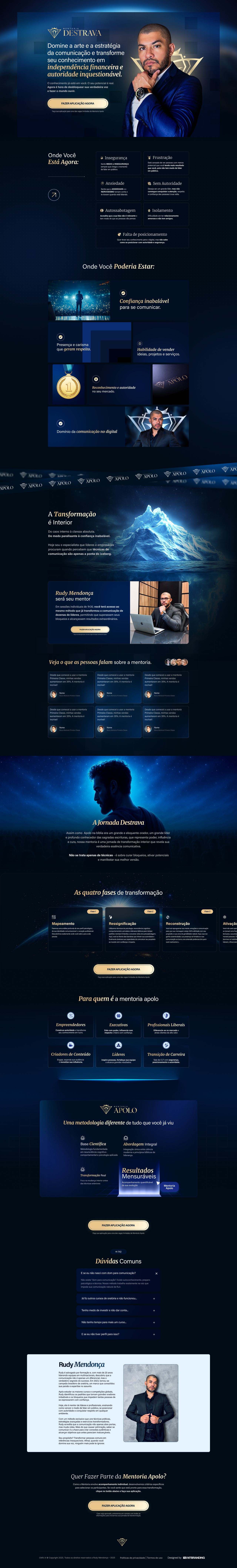 Landing page completa da Mentoria Destrava