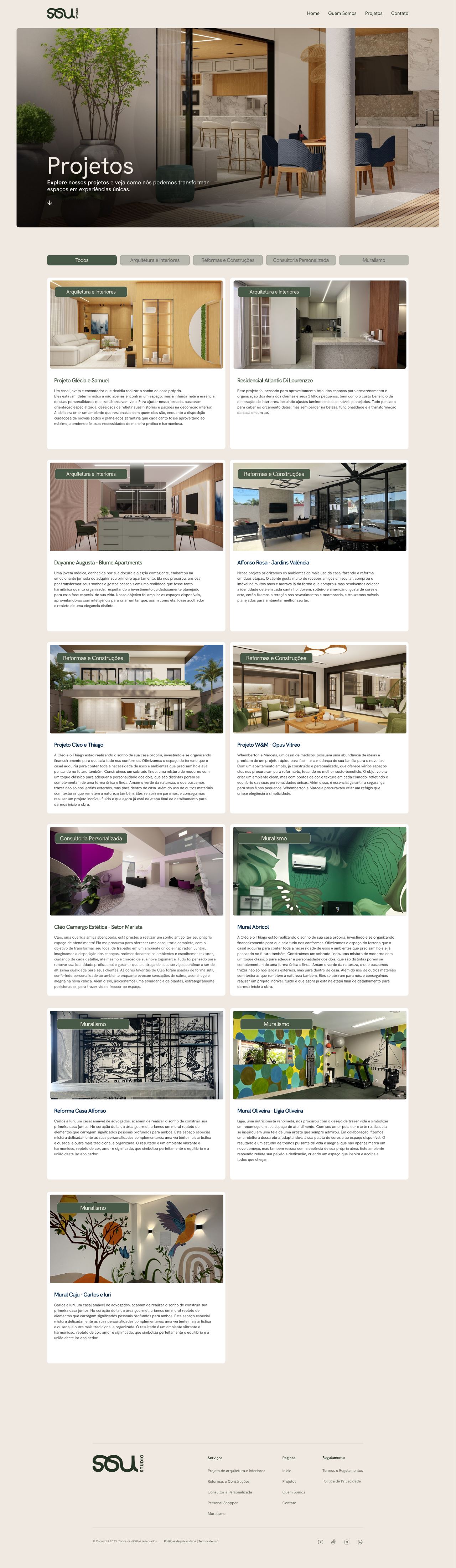 Studio Sou — página de projetos