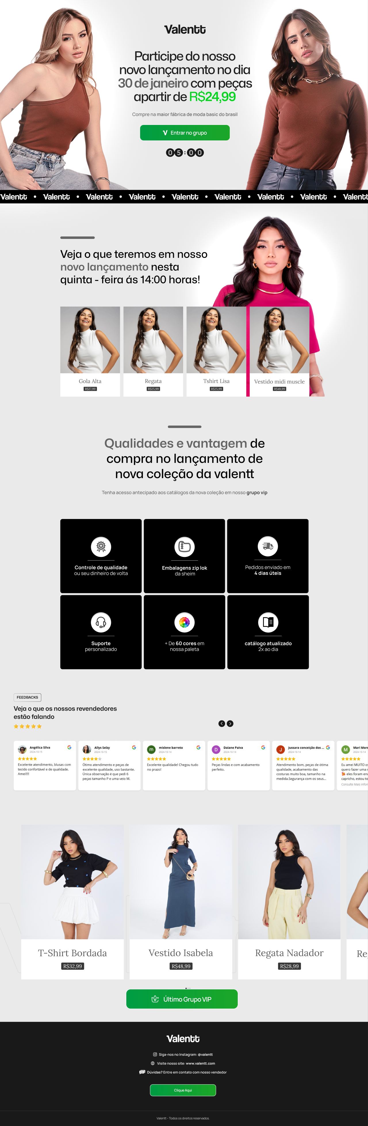 Landing page completa da Valentt